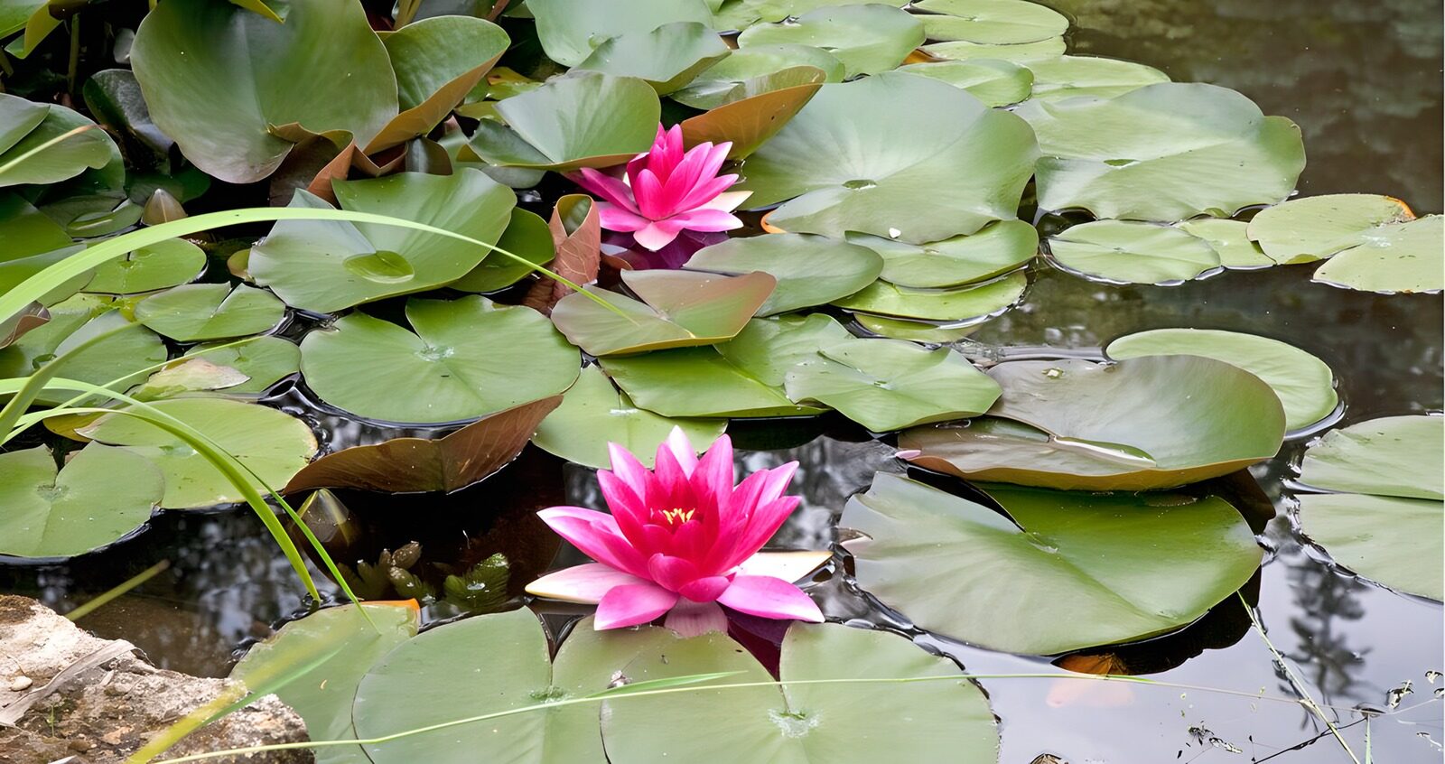 CW9088725: Prachtige waterlelies in een vijver