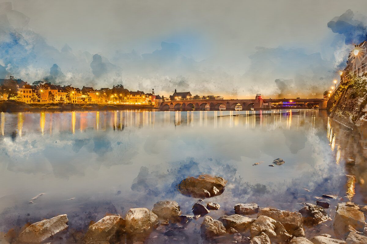 Avondreflecties langs de rivier