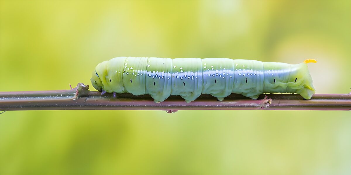 Groene rups op tak