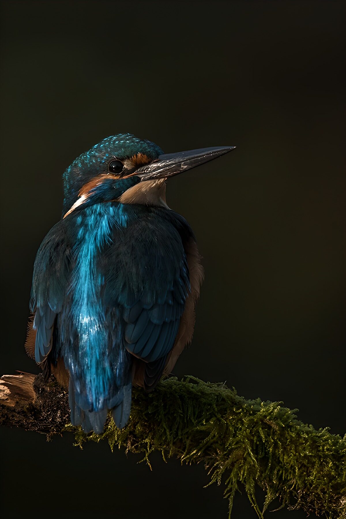 Glanzende ijsvogel op een tak