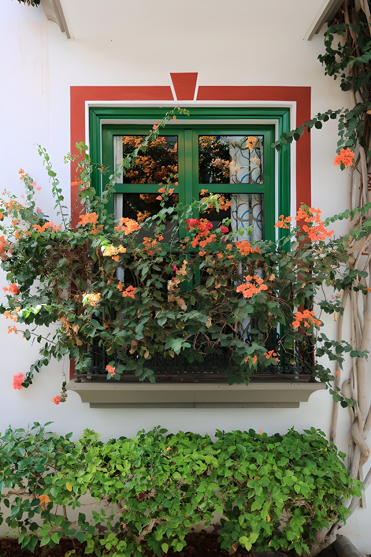 Kleurrijk venster met bloemen