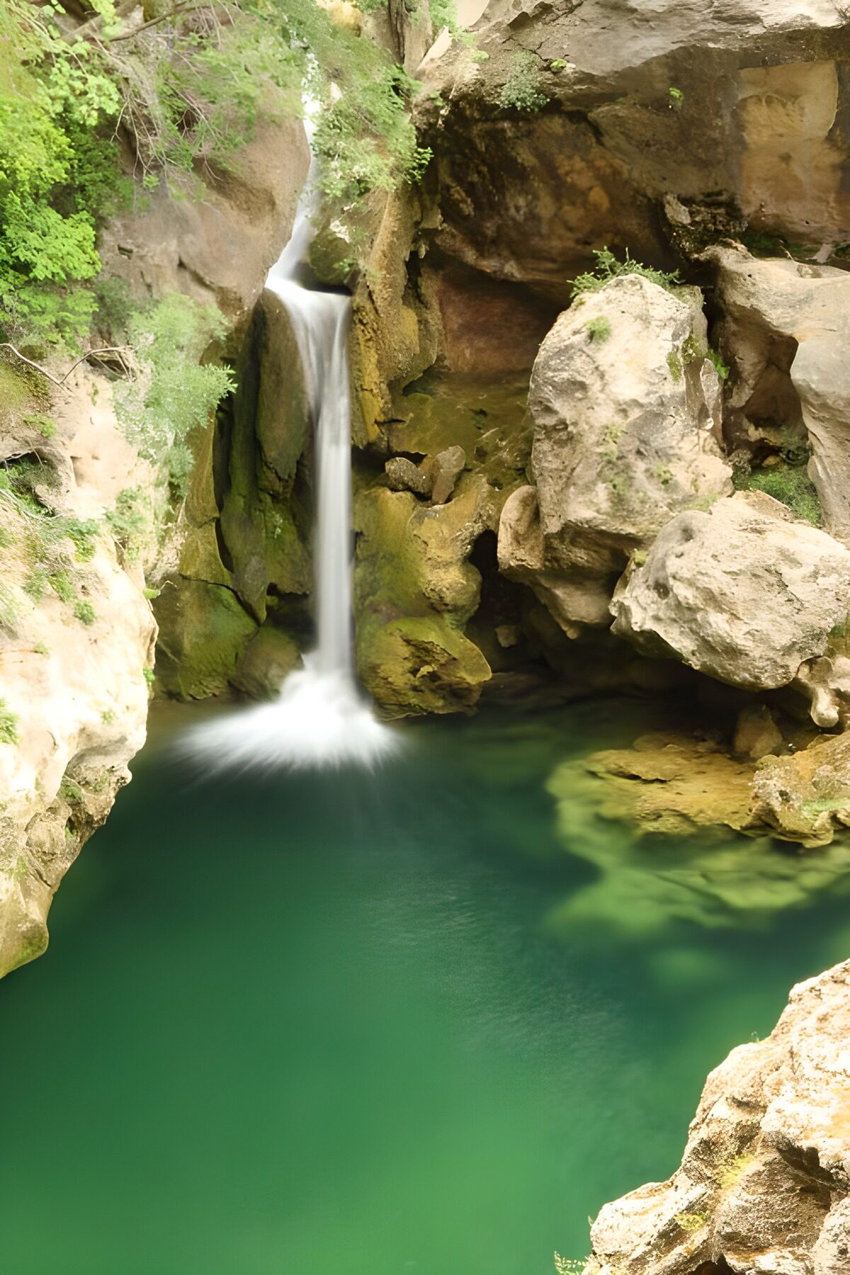 Groene Waterval in Natuurlijke Omgeving