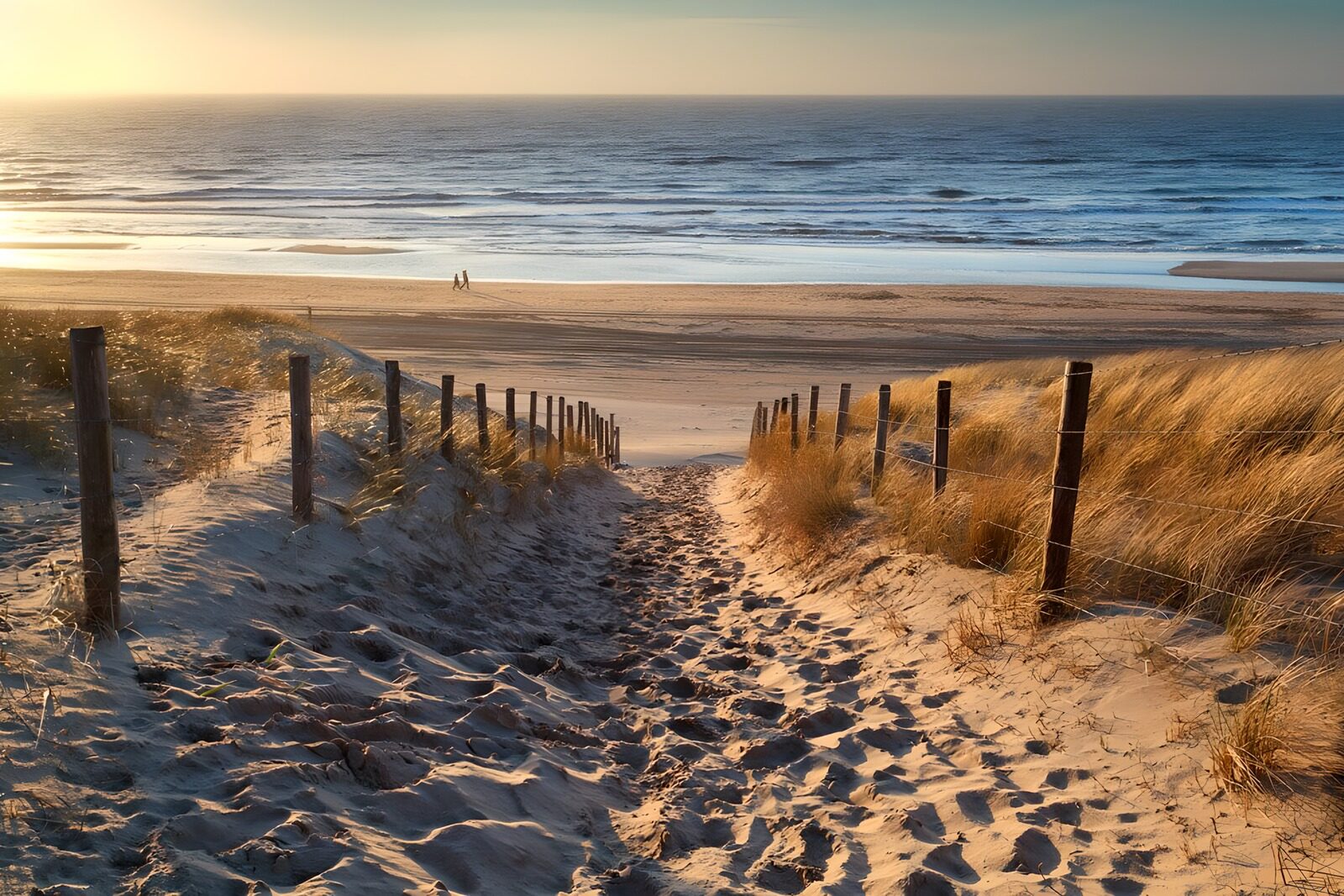 CW3084581: Pad naar het strand bij zonsondergang