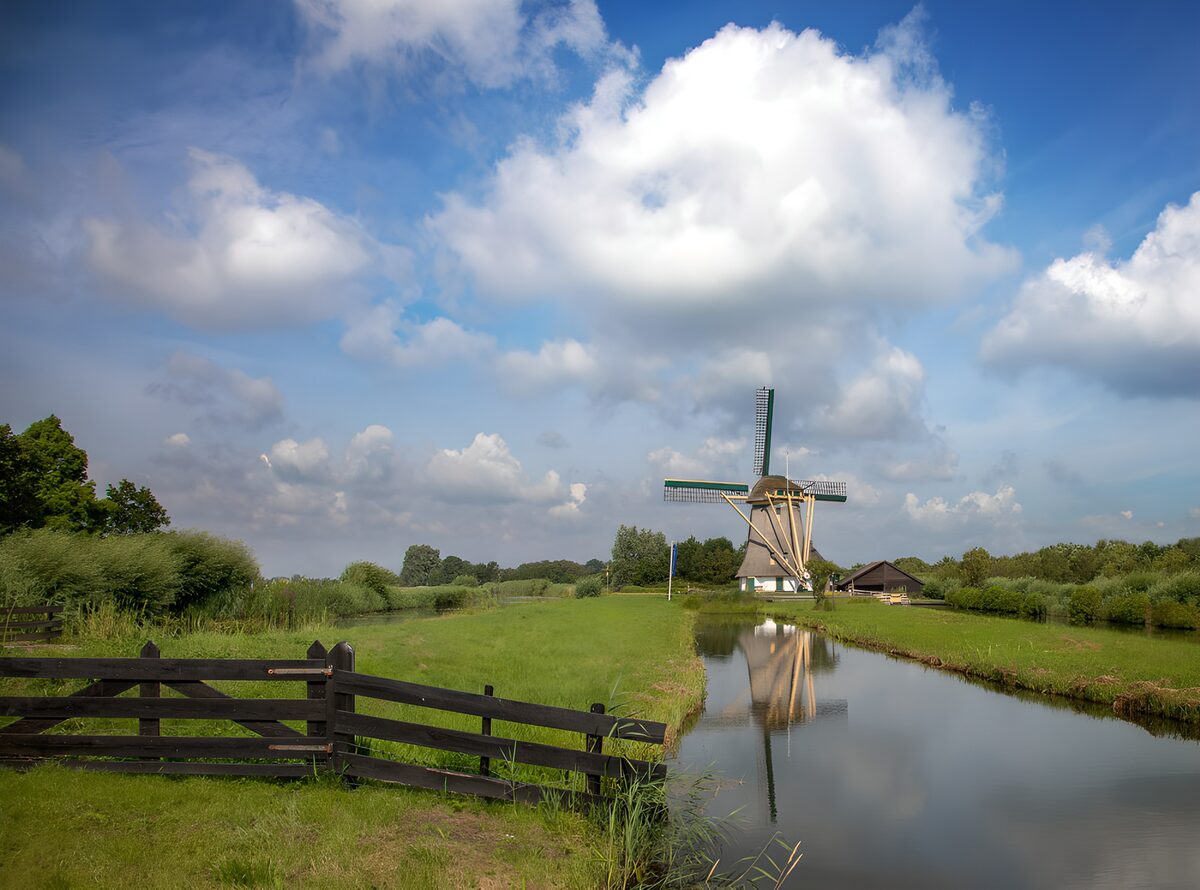 Prachtige molen in een groene omgeving