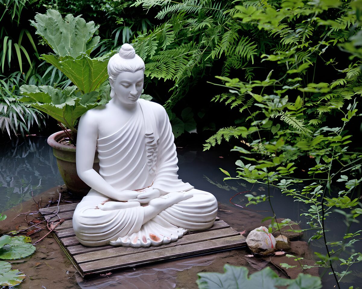 Mediterende Boeddha in de Natuur