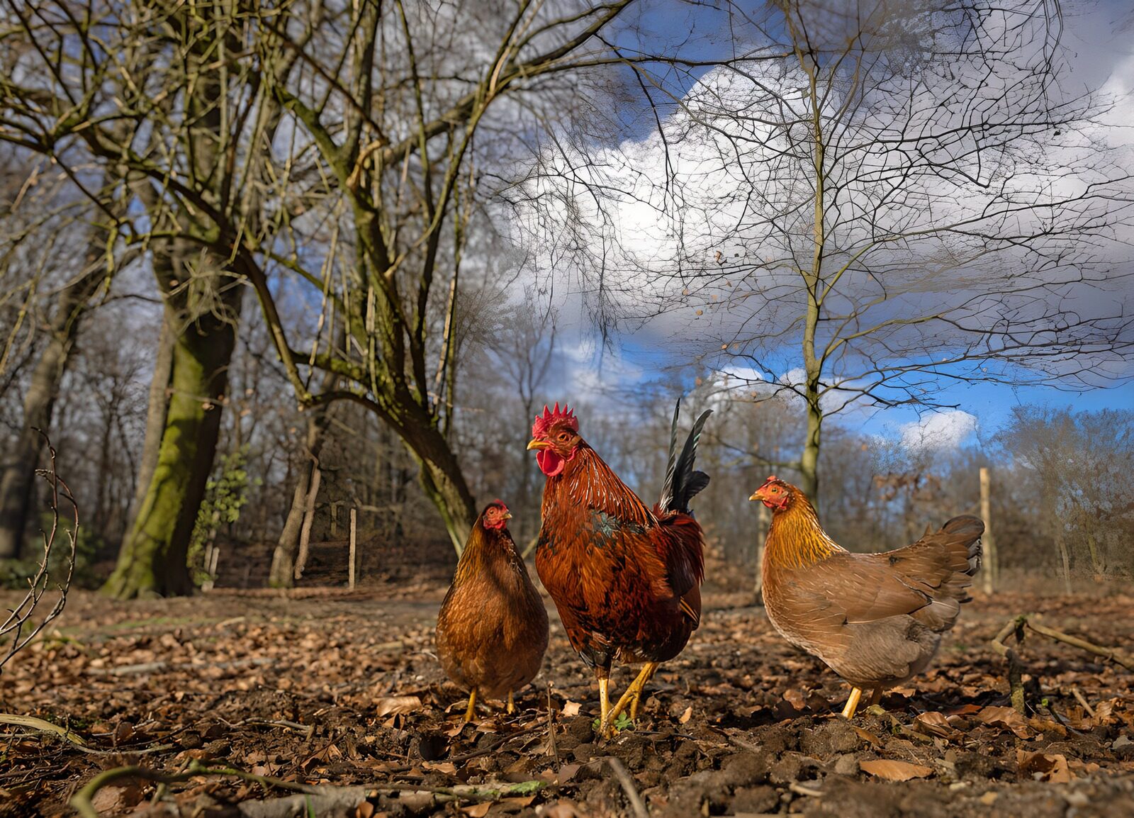CW4742330: Vrijlopende kippen in de natuur