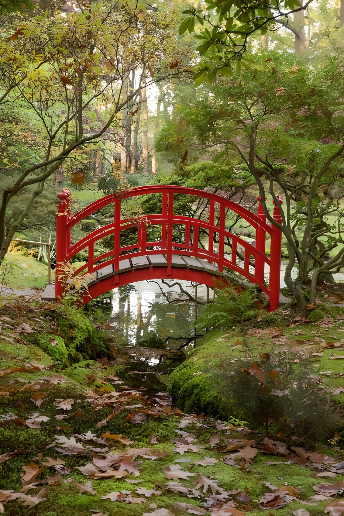 Betoverende Rode Brug in de Natuur