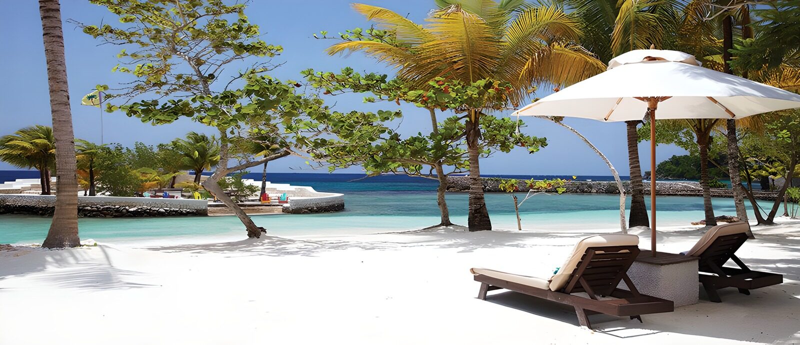 CW2026558: Tropisch strand met ligstoelen