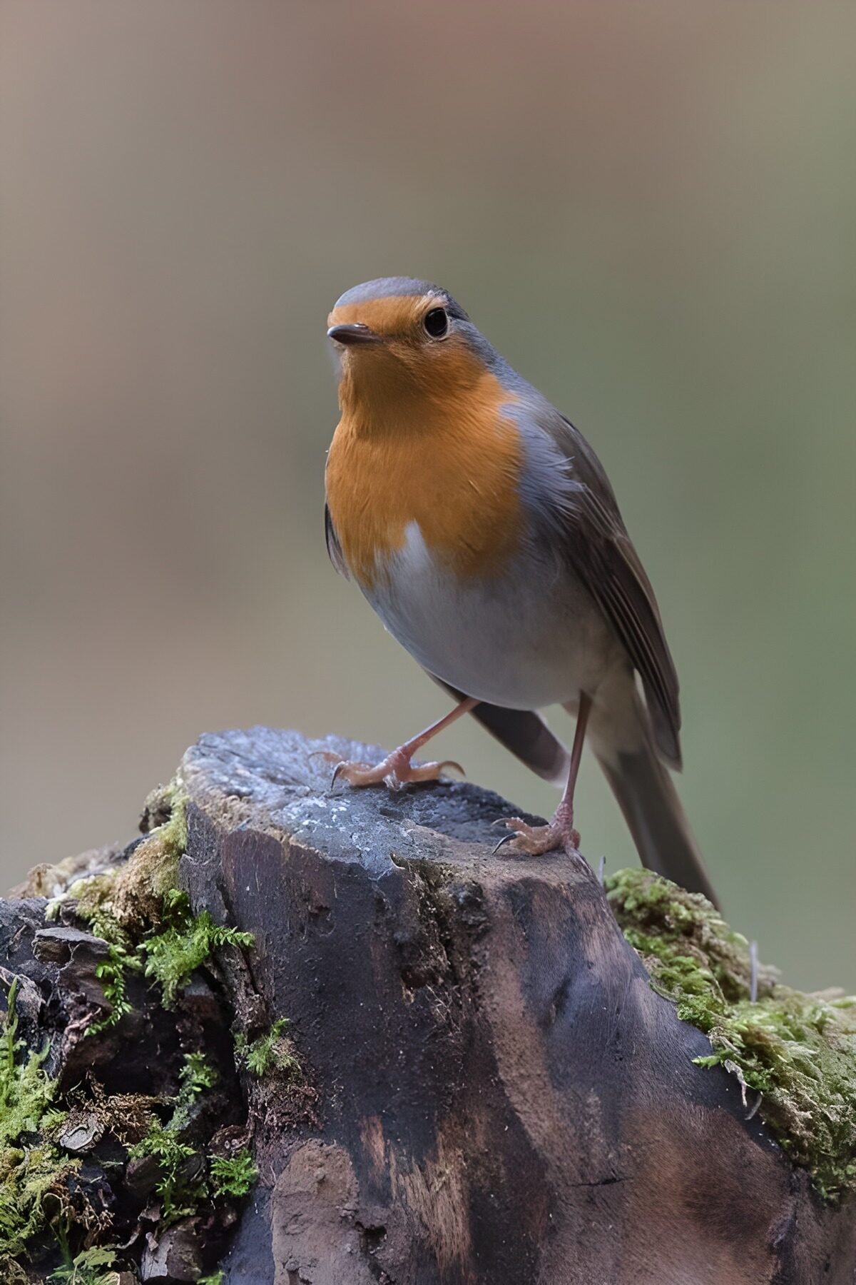 Rode vogel op een boomstronk