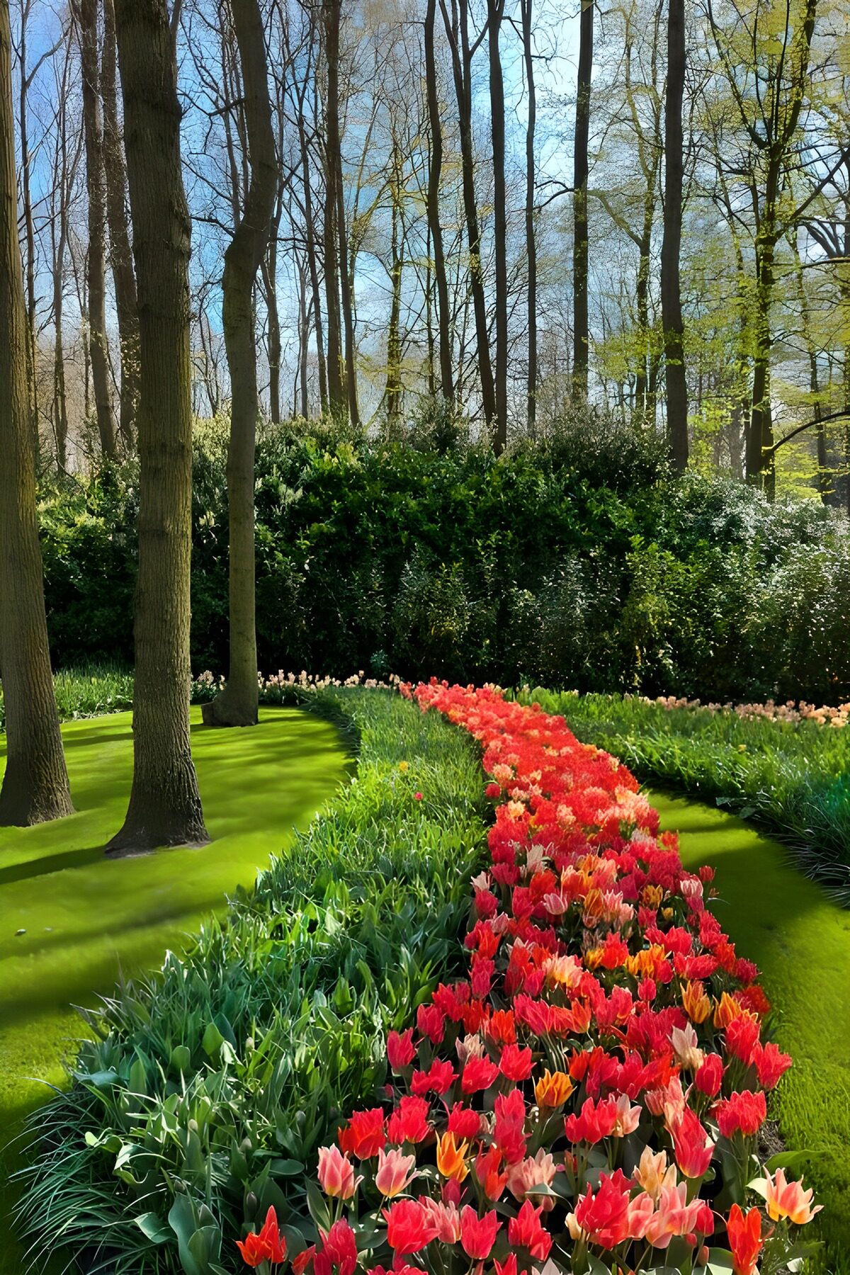 CW8007046: Kleurrijke tulpen in het bos