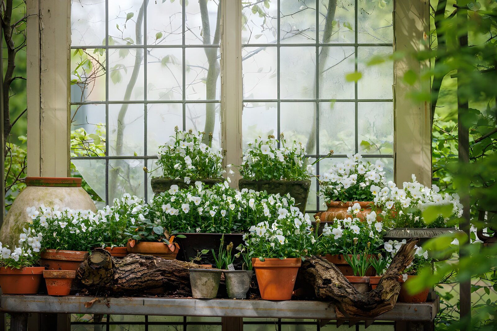 CW9506533: Bloeiende planten in een kas