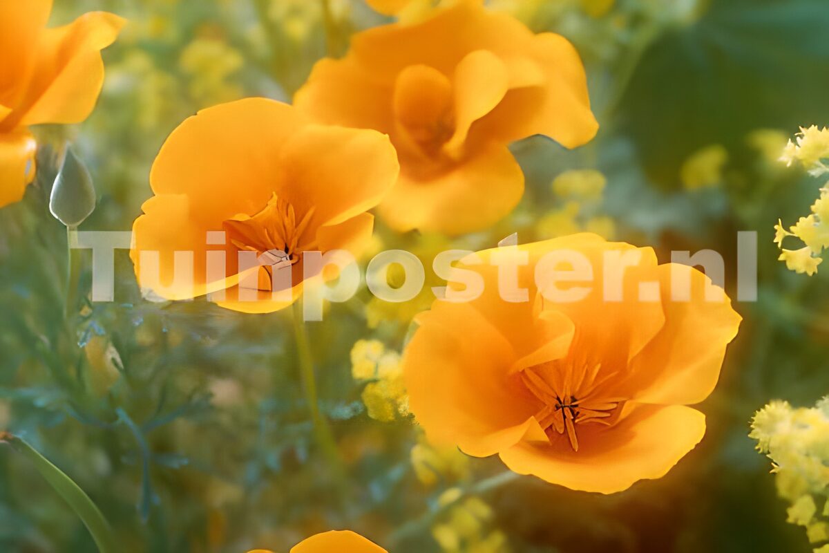 Stralende oranje bloemen in het veld
