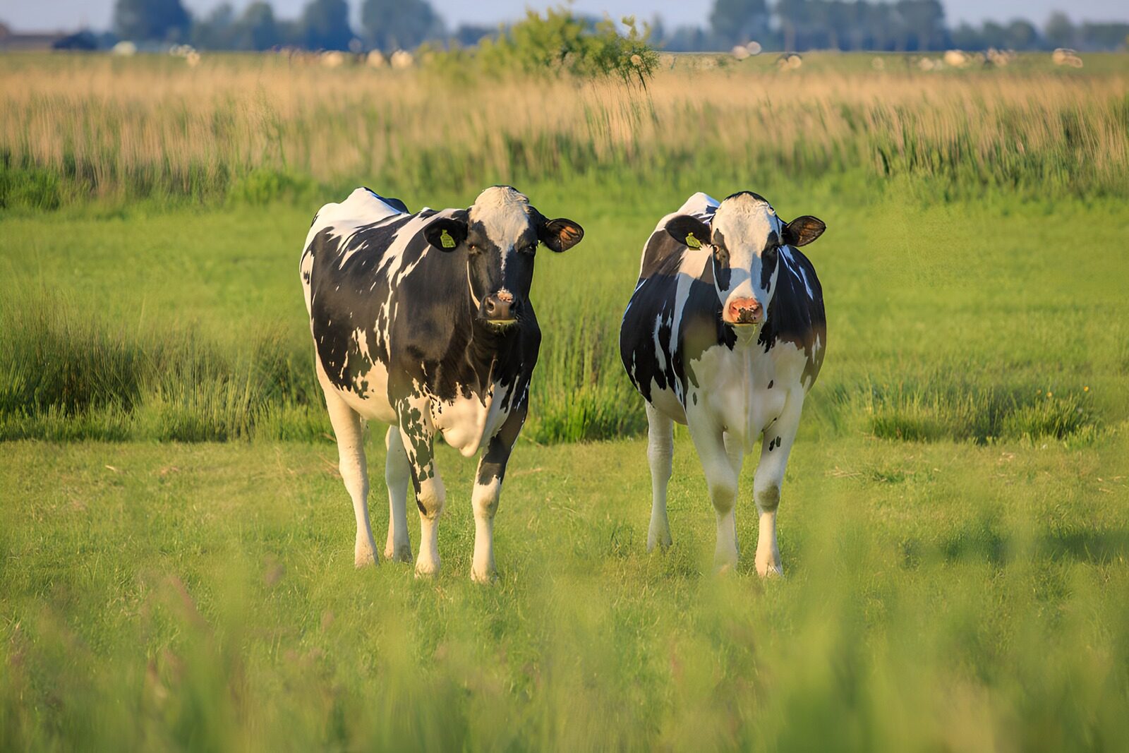 CW6708770: Twee zwartwitte koeien in het gras