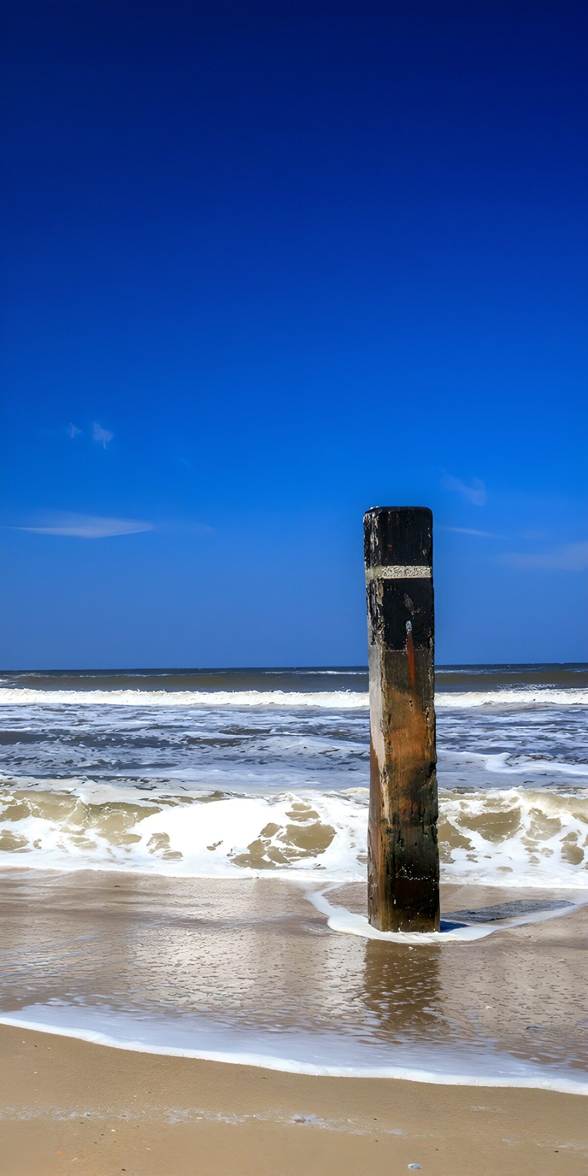 CW4331790: Enkel houten paal aan het strand
