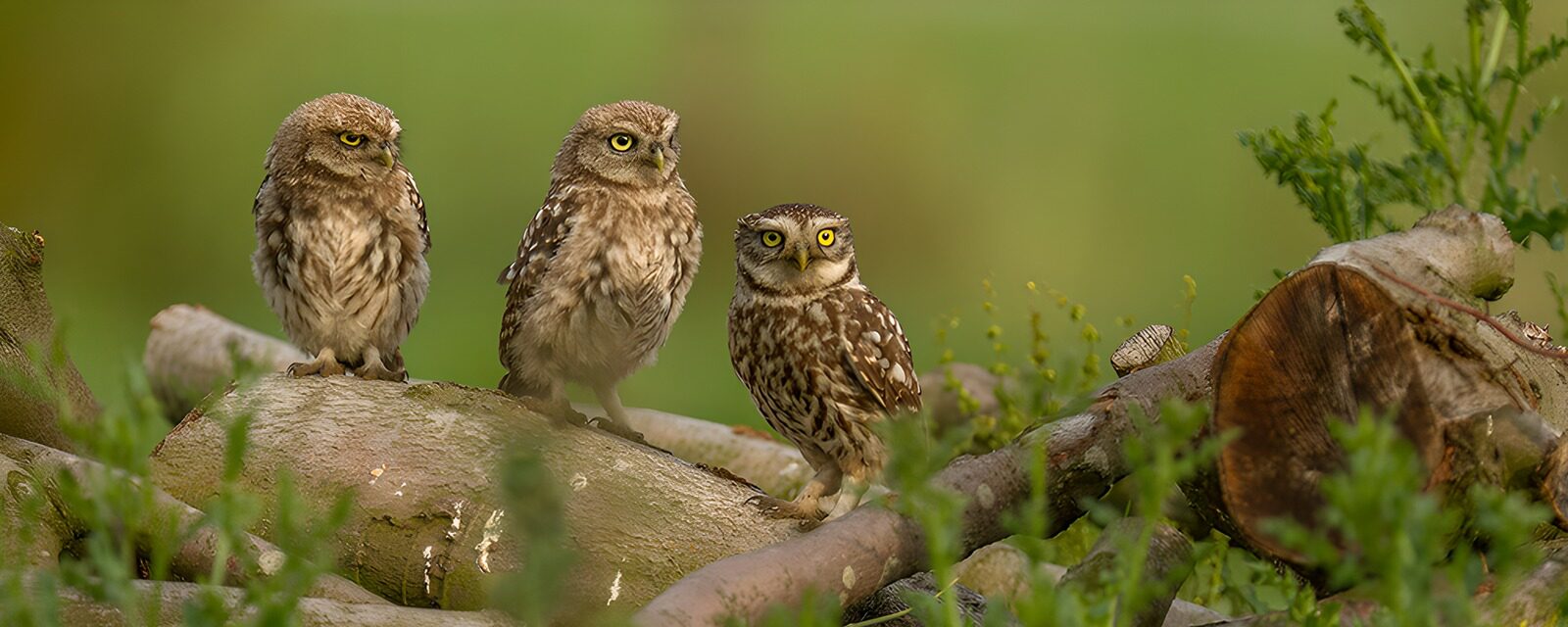 CW5453675: Drie kleine uilen in de natuur