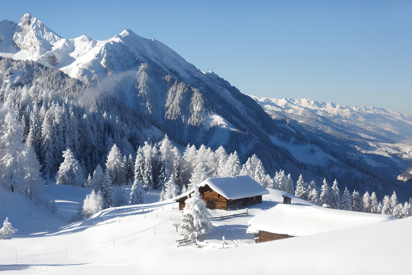 CW5191377: Sneeuwlandschap met Berghutten