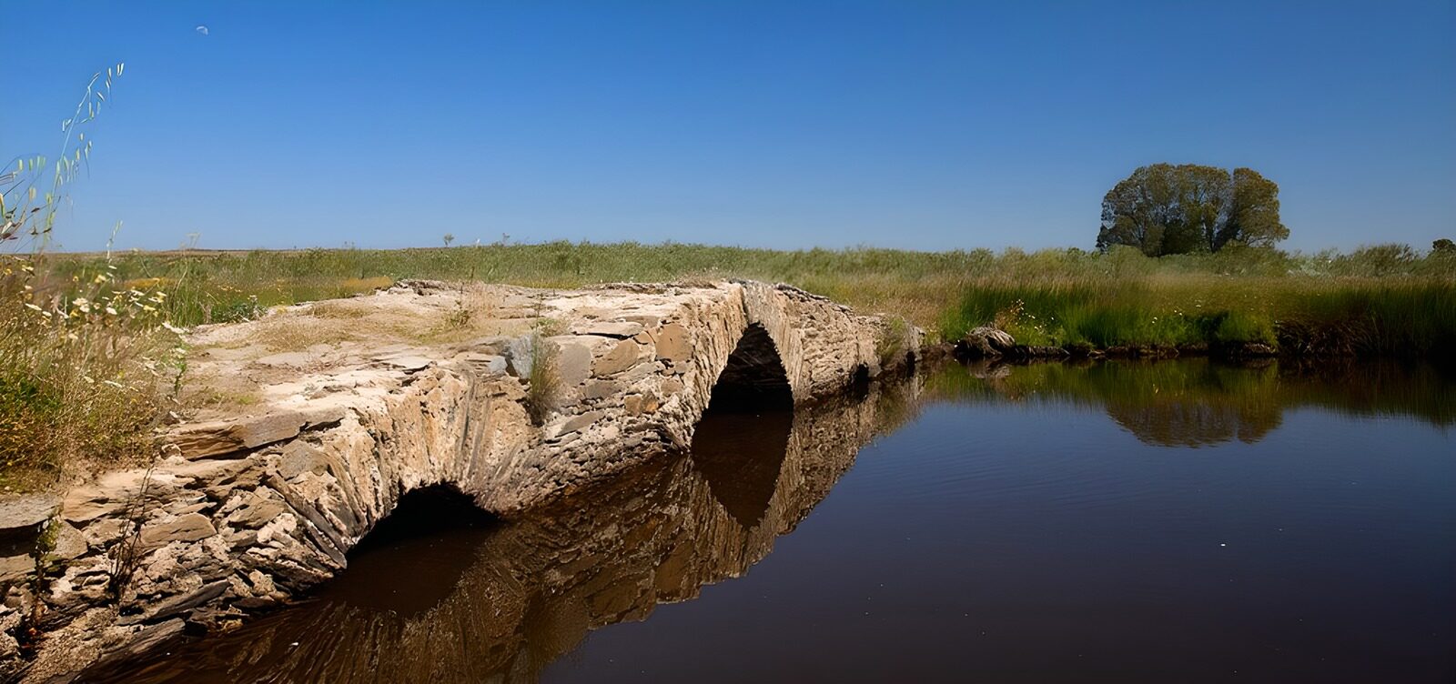 CW8741158: Historische stenen brug in de natuur