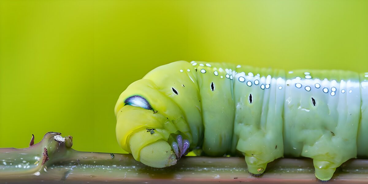 Groene rups op tak
