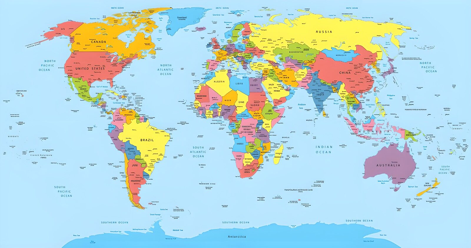 CW4759867: Wereldkaart met landen en oceanen