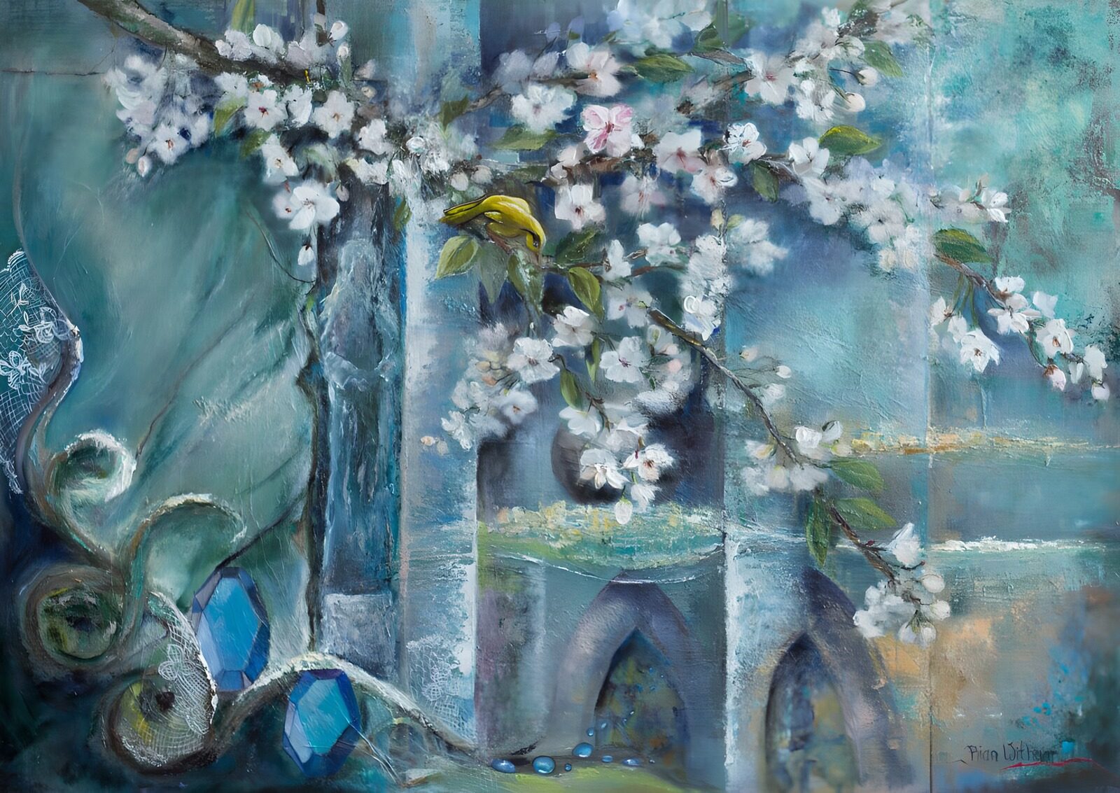 CW8841164: Bloesem en Blauw: Een Sereen Tafereel