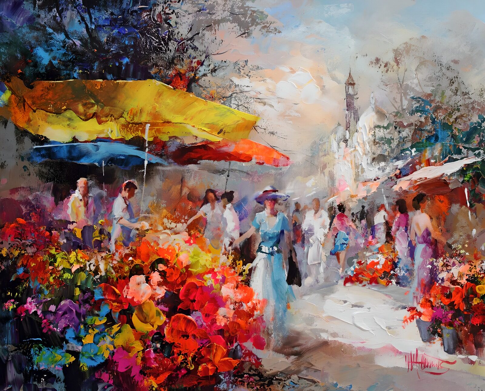 CW7590263: Bloemenmarkt vol leven en kleur