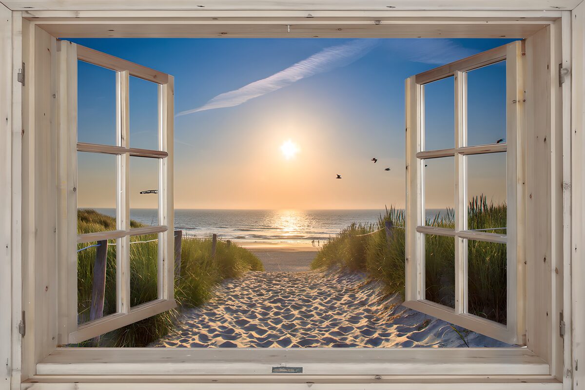 Uitzicht op een zonsondergang bij het strand