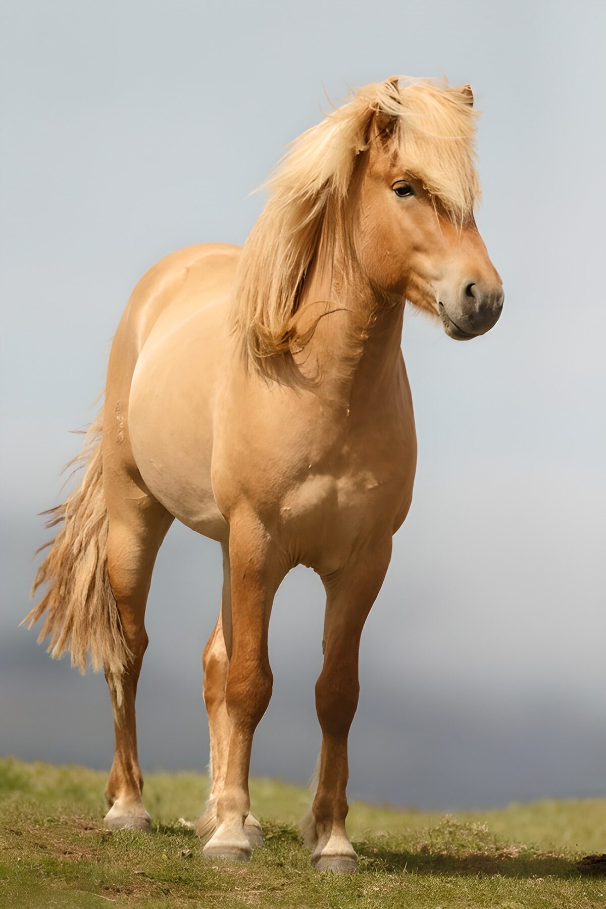 Golden Icelandic paard in de natuur