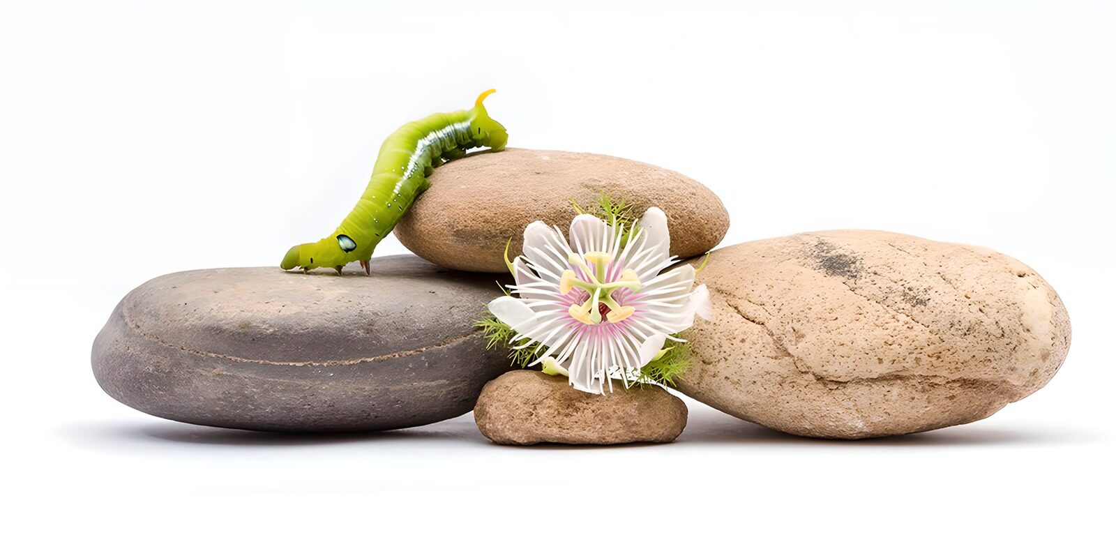 CW5057912: Rups op stenen met bloemen