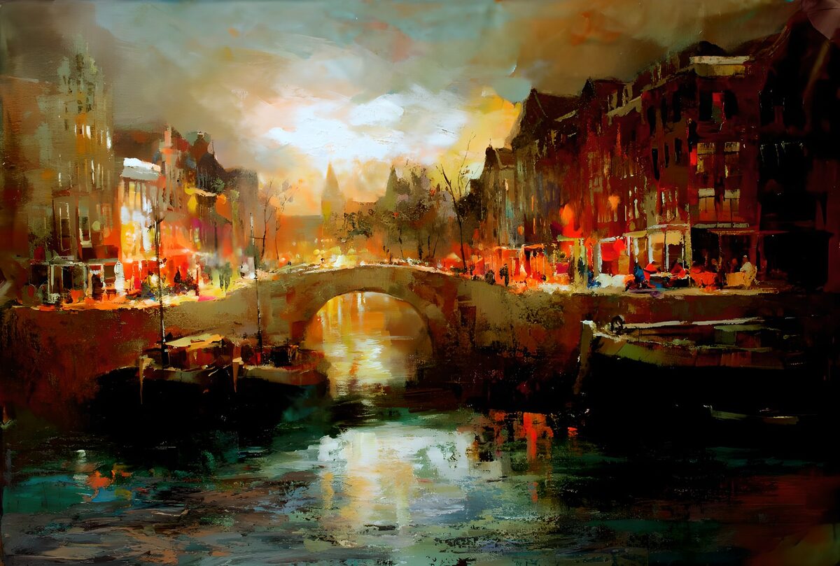Avondlicht op de Amsterdamse grachten