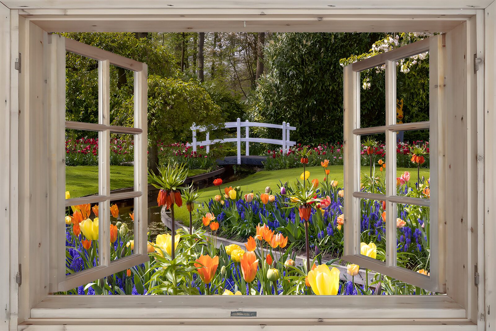 CW2875924: Uitzicht op een kleurrijke tuin