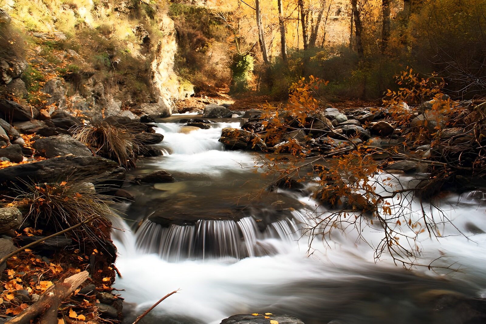 CW9160735: Waterval in een herfstlandschap