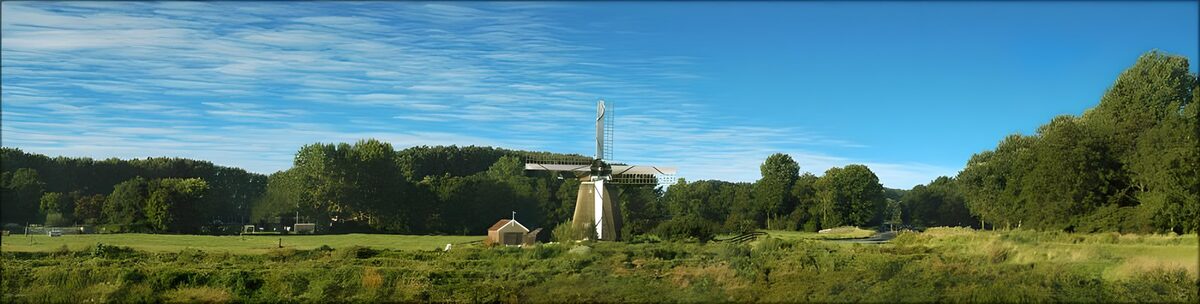 Molens en natuur bij helder weer