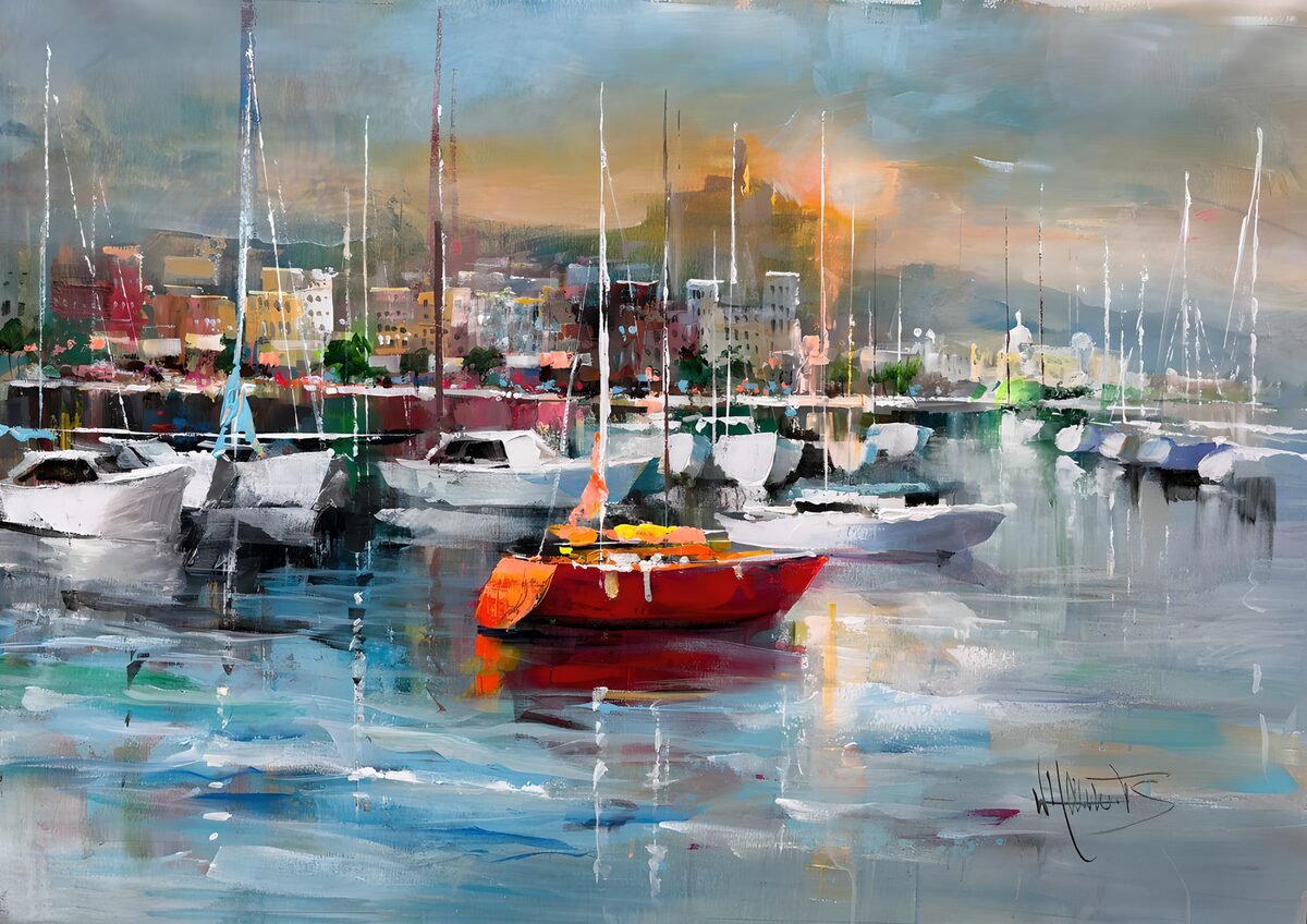 Einde van de dag in de haven