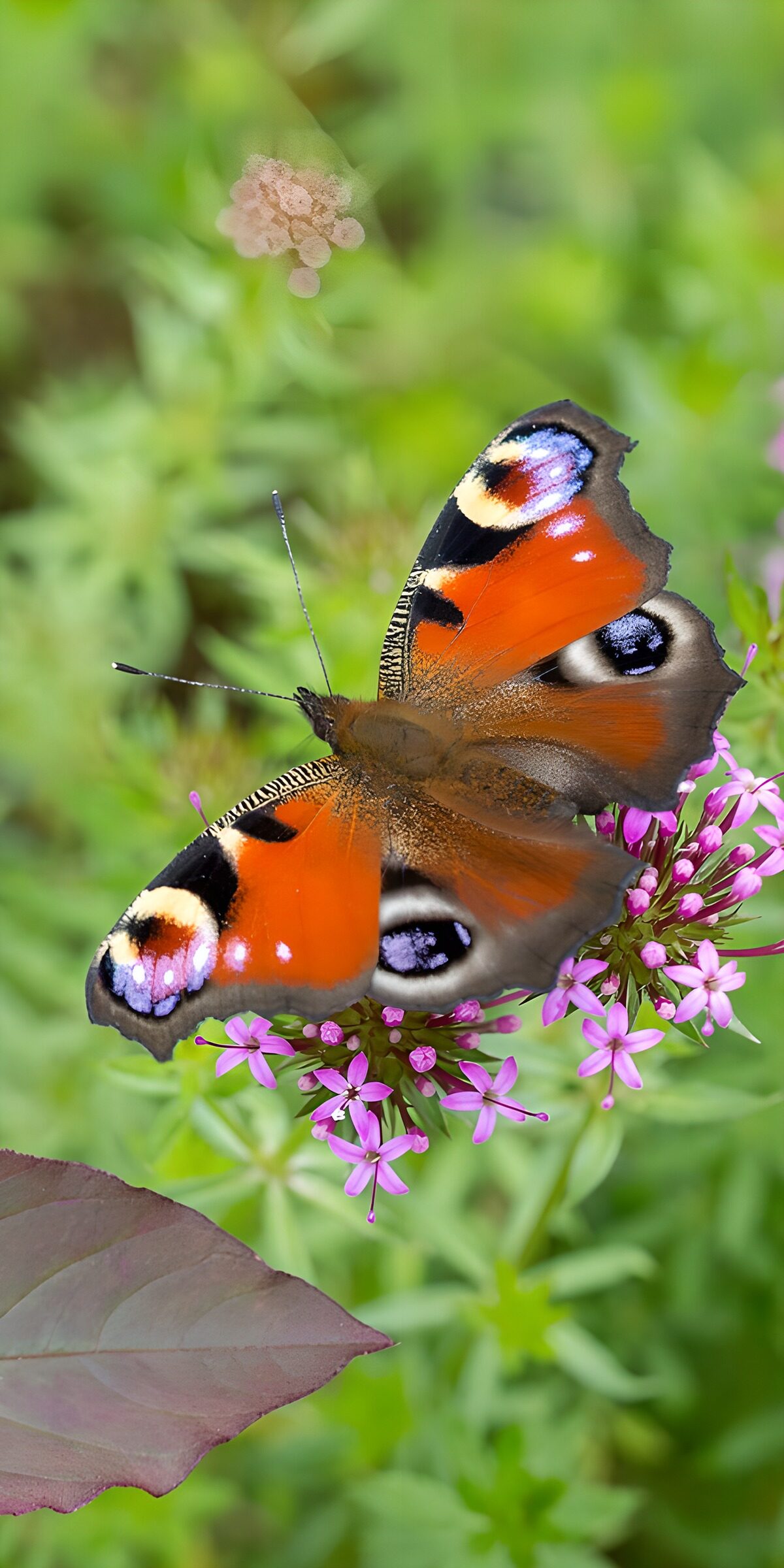 CW4360647: Pauwenoogvlinder op bloemen