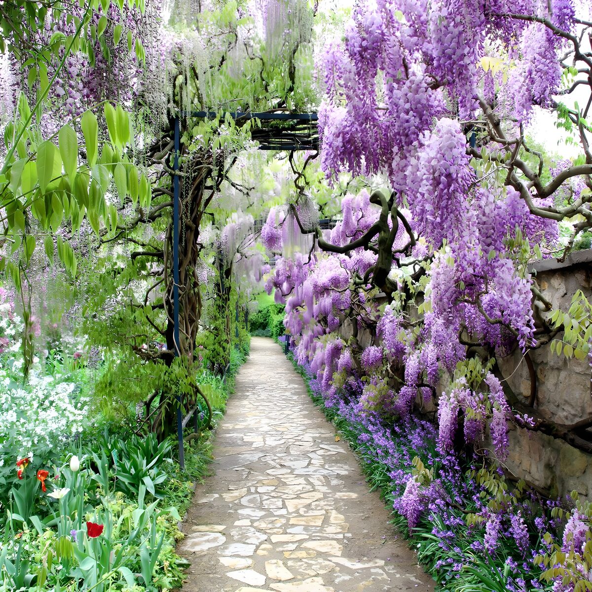CW3696564: Paden door een paarse wisteria