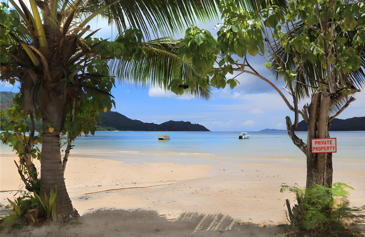 Rustige Strandview met Palmbomen