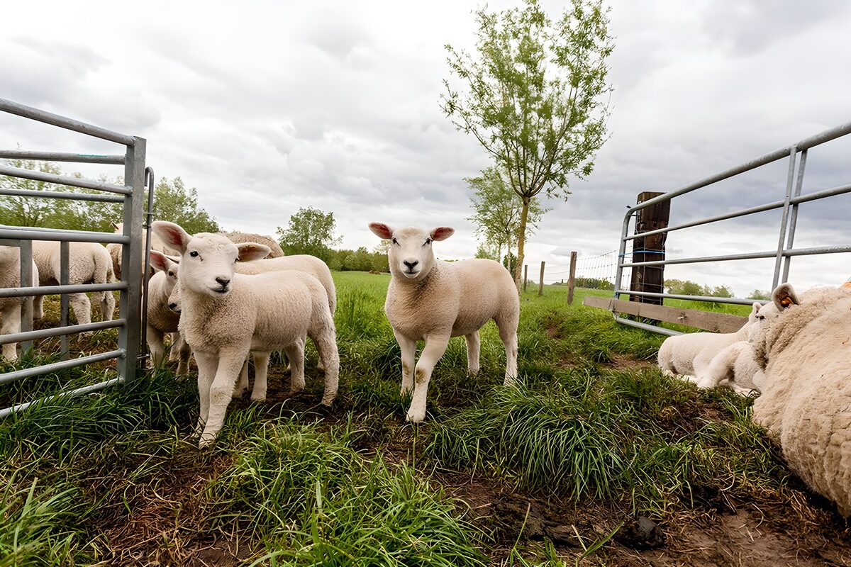Schattige lammetjes op de boerderij