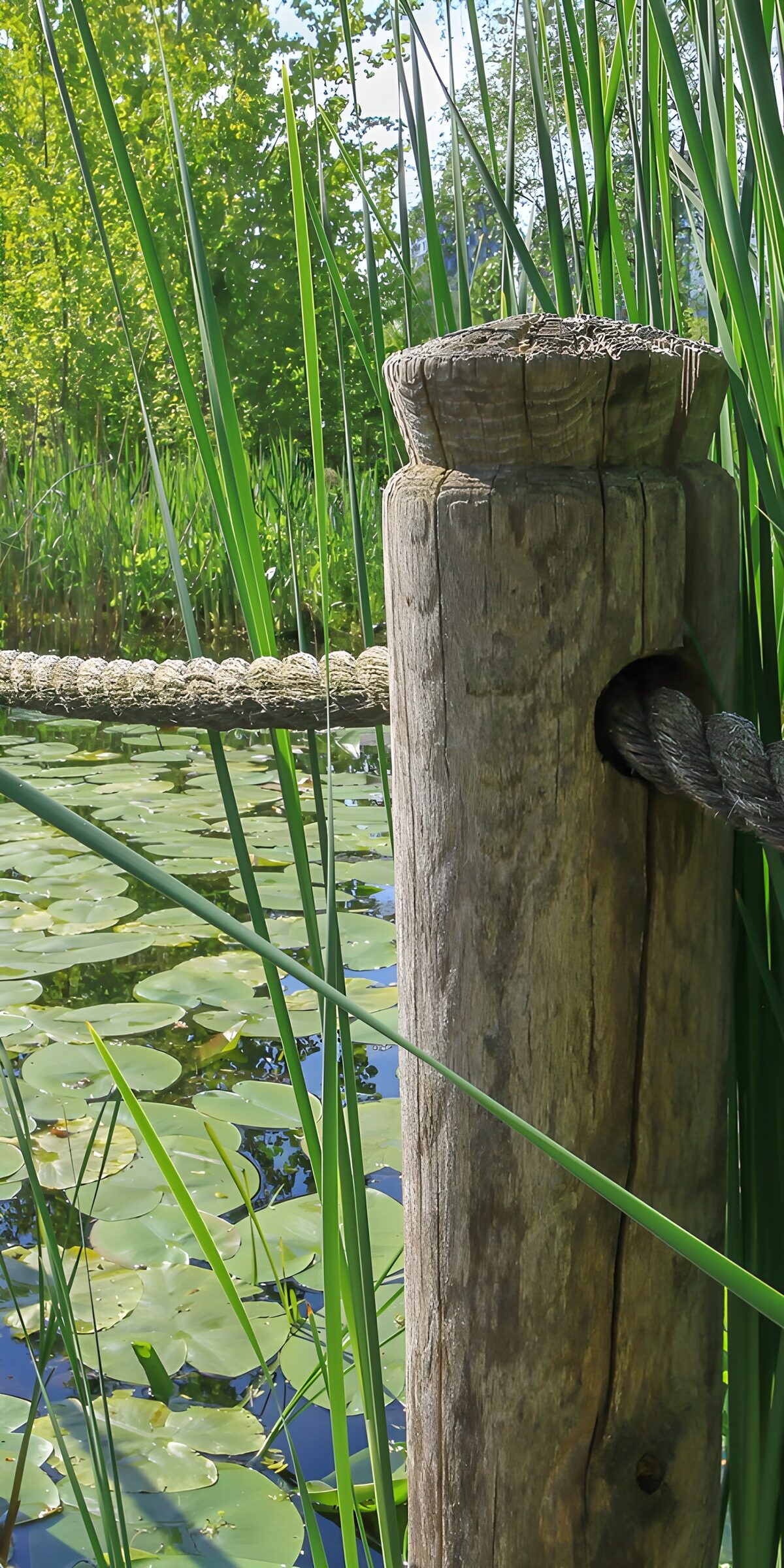 CW1353604: Houten paal aan het water