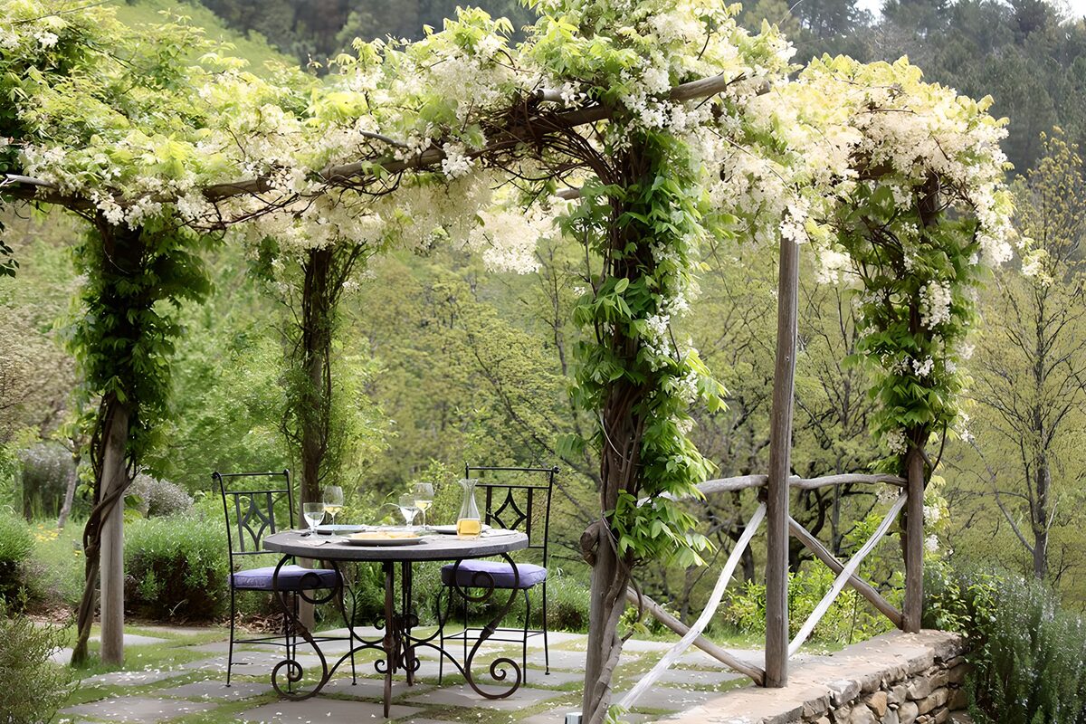 CW4581227: Gezellige tuin met bloeiende pergola