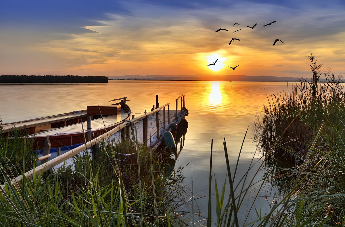 Zonsopgang boven het meer