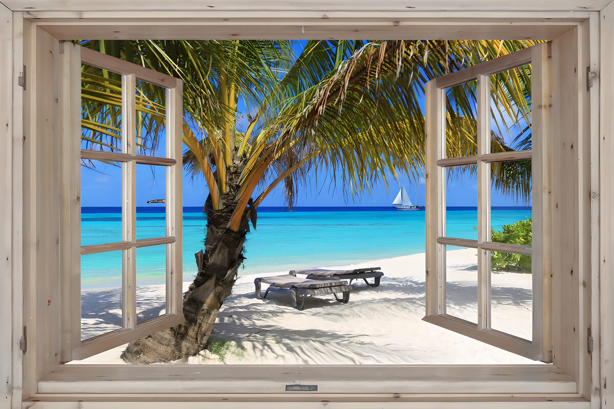 Uitzicht op een tropisch strand