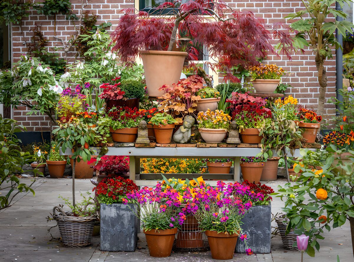 CW3751735: Kleurrijke Bloementuin in Potten