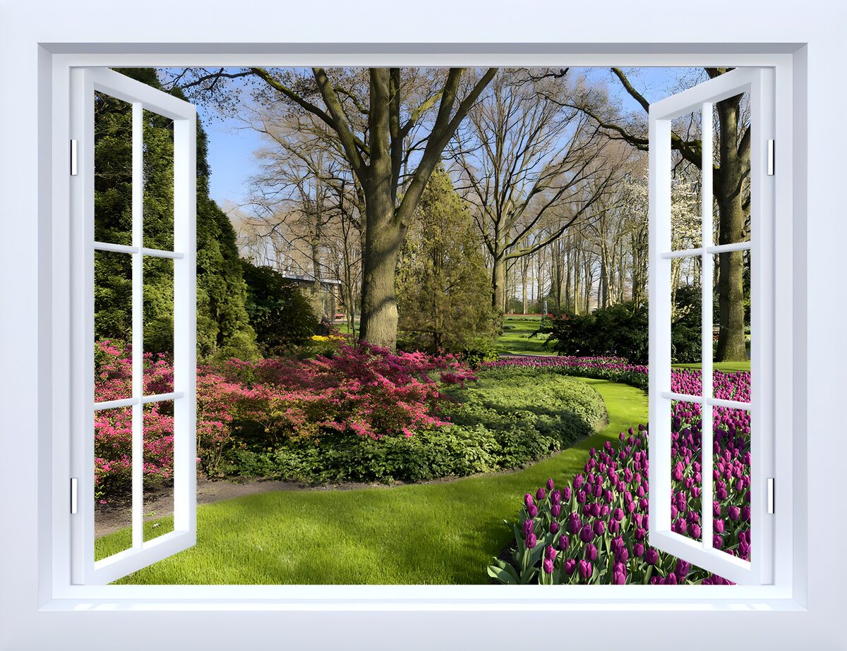 Uitzicht op een Bloeiende Tuin