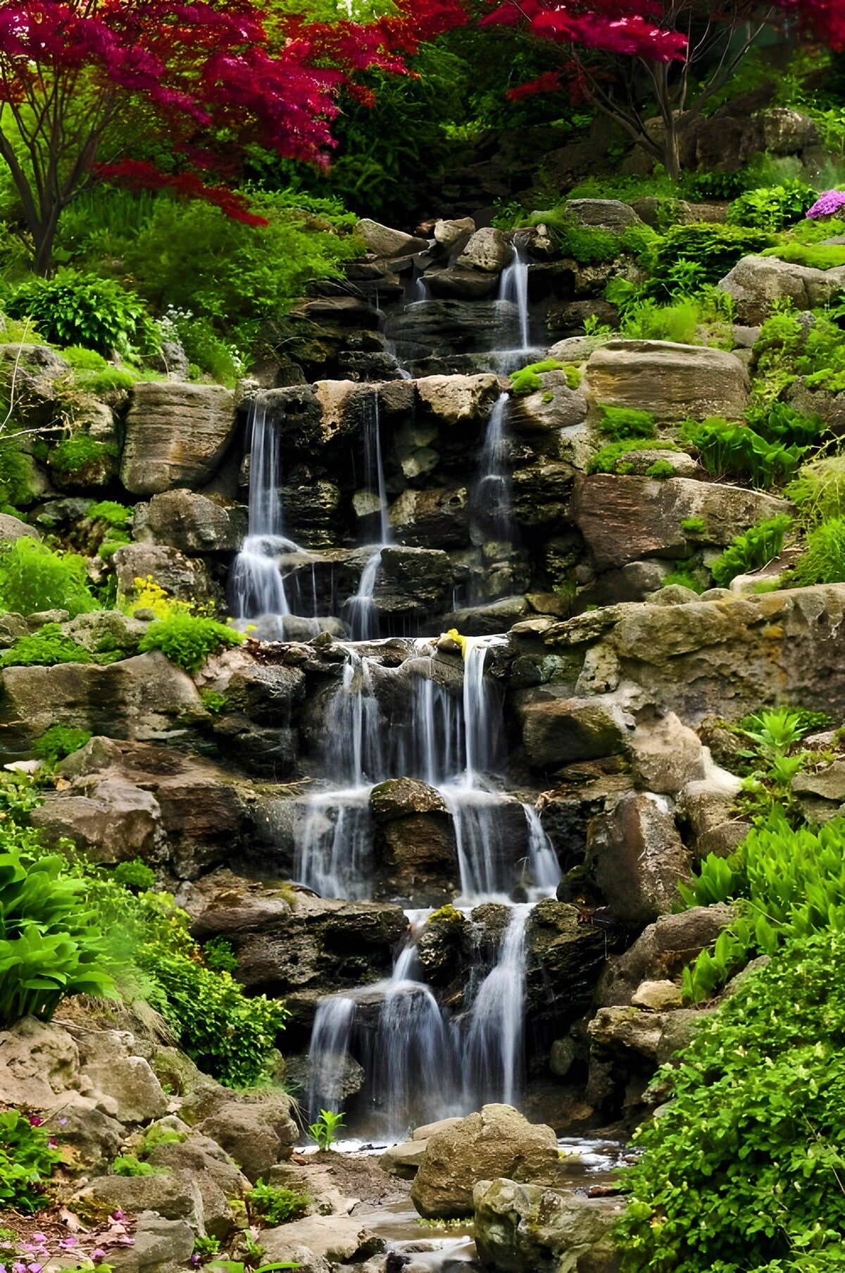Waterval in een groene oase