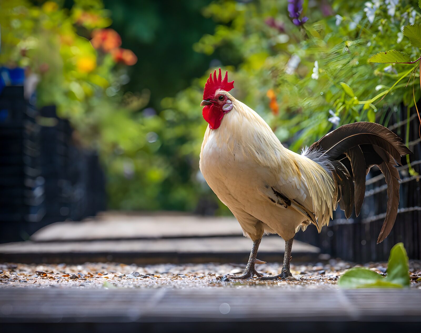 CW8431721: Witte haan in de tuin