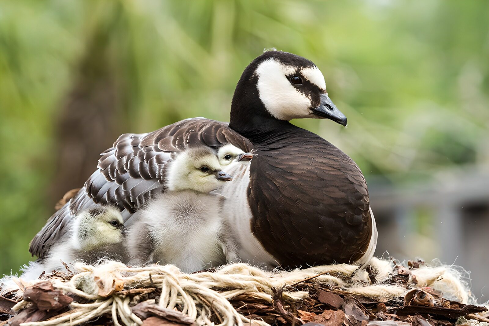 CW9006699: Moeder met kuikens in het nest
