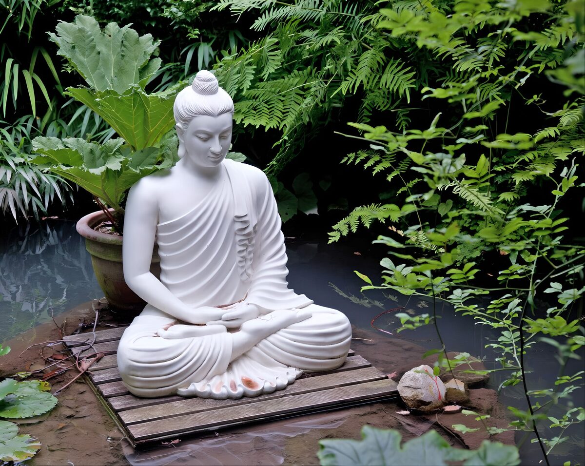 Mediterende Boeddha in de Natuur