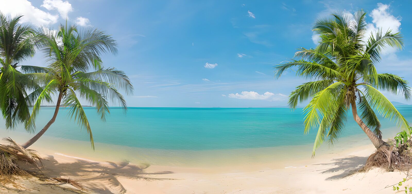 CW4347814: Tropisch strand met palmbomen