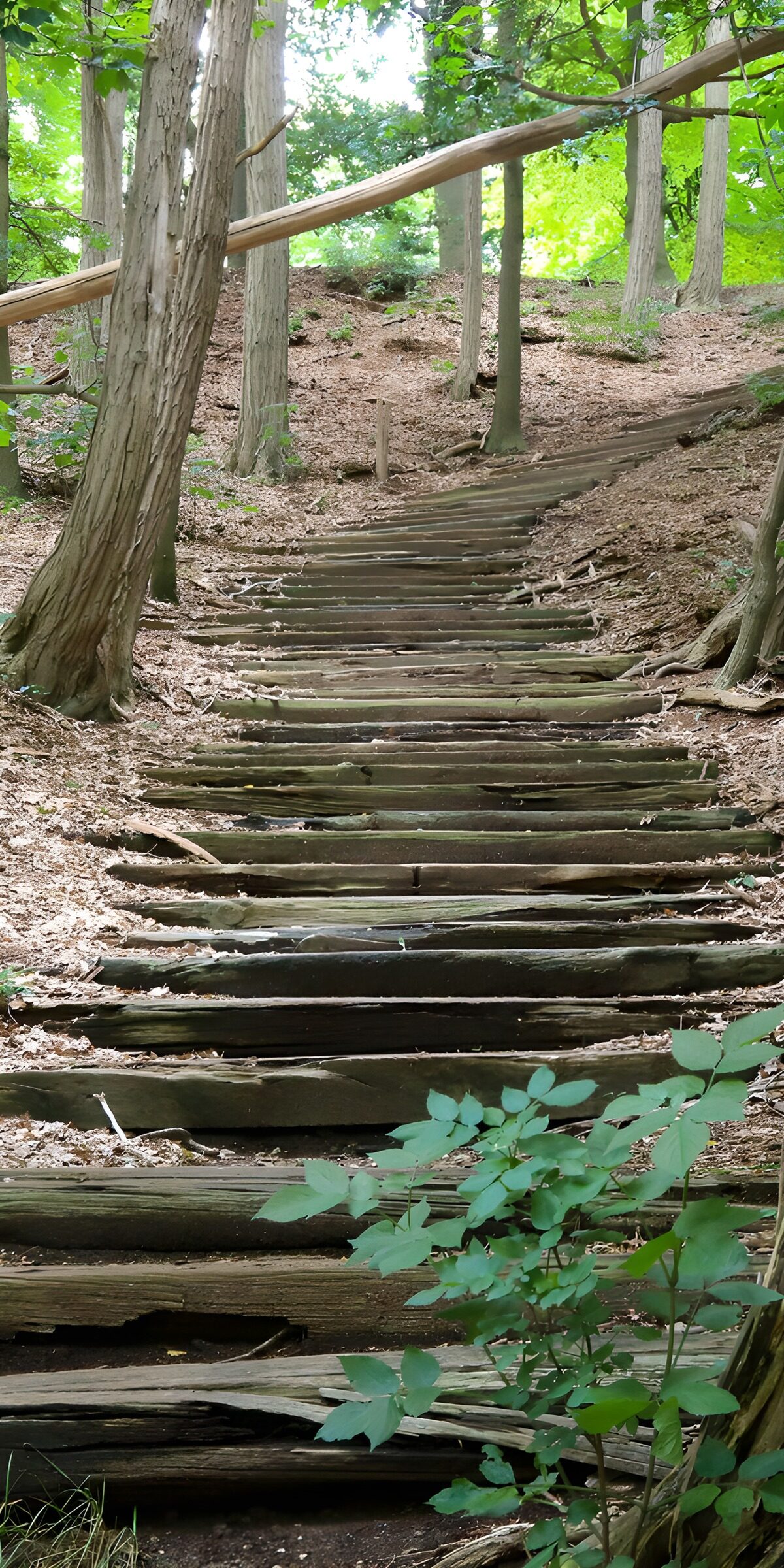 CW6137898: Paden door het bos met houten trappen