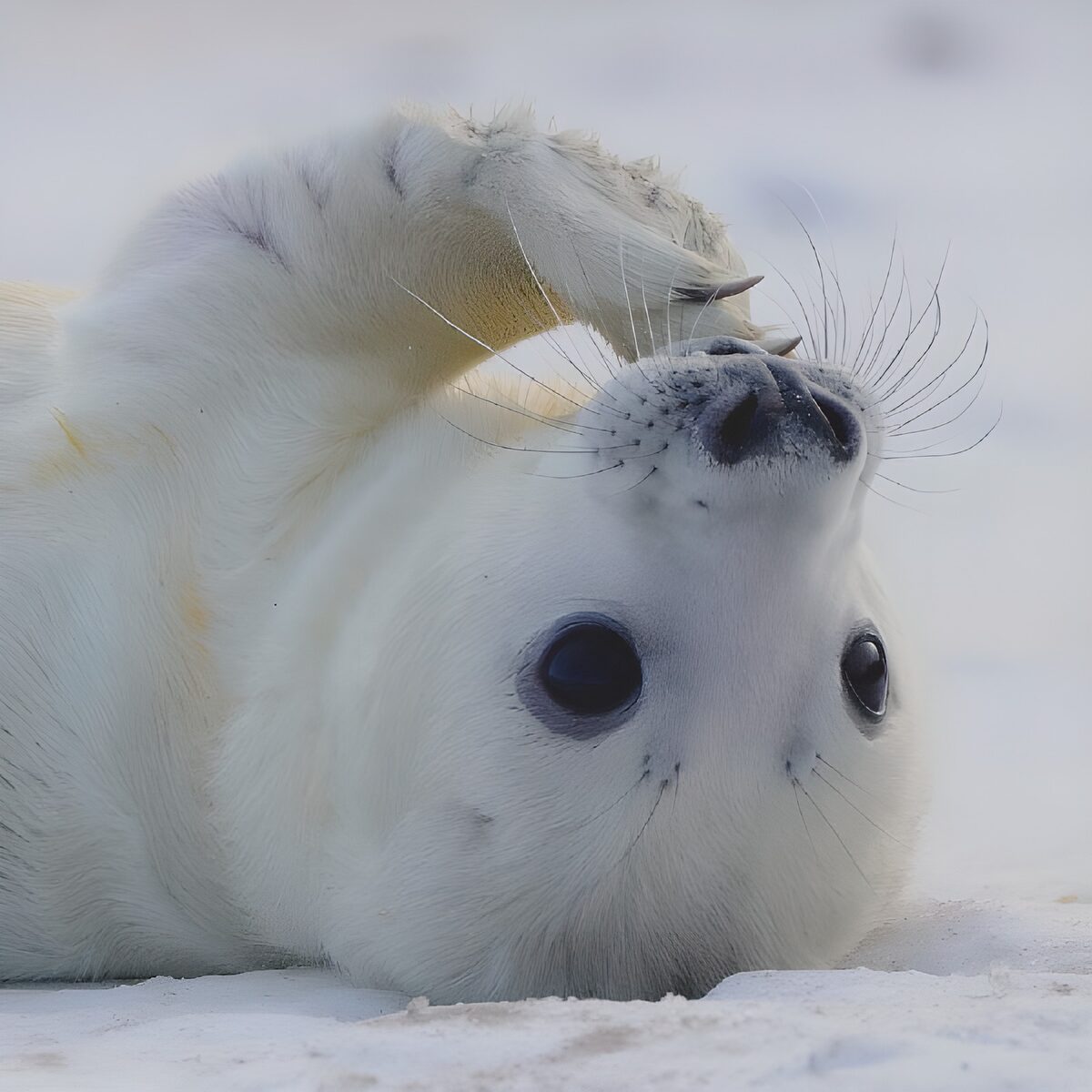 Schattige zeehond op het ijs